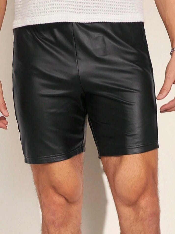 Bonga boys Casual Woven + PU Leather Patchwork Lace Shorts